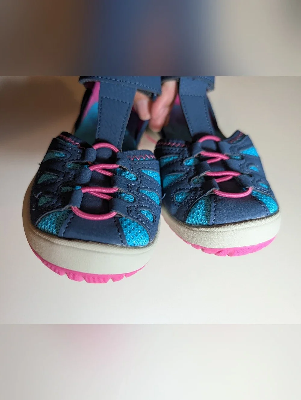 Merrell Hydro Lily Kid Size 1 Navy/Teal Sport Sandal with Pink Accents